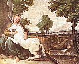 Domenichino Canvas Paintings - The Maiden and the Unicorn
